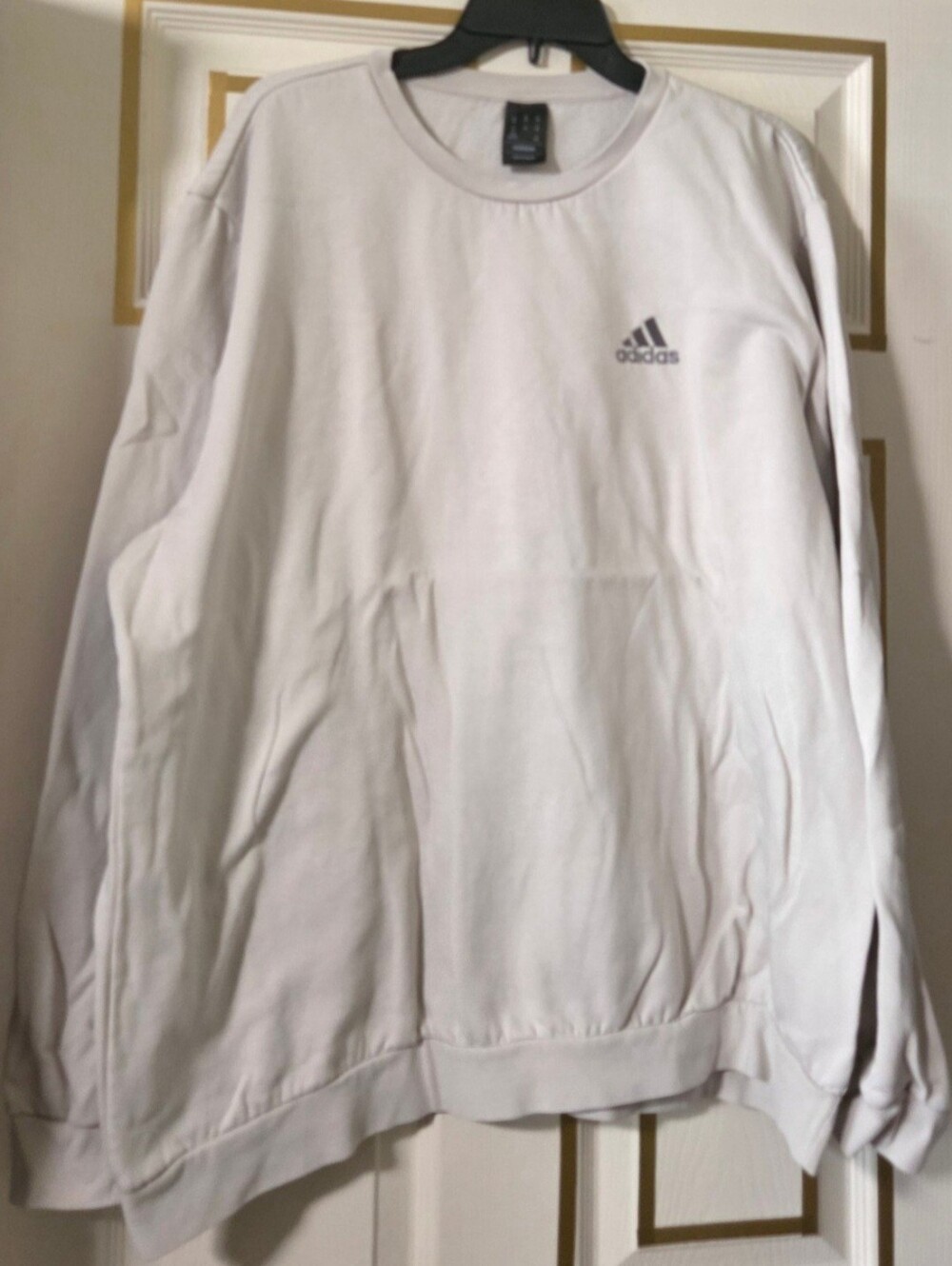adidas Men's Light Gray Crewneck Sweatshirt with Chest Logo